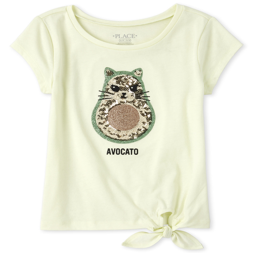 

Girls Embellished Tie Front Top - Yellow - The Children's Place