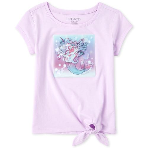 

Girls Lenticular Tie Front Top - Purple - The Children's Place