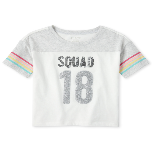 

Girls Embellished Squad Top - White - The Children's Place