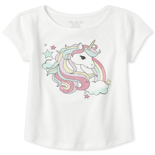 

Girls Embellished Curved Hem Top - White - The Children's Place