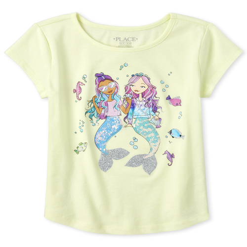 

Girls Embellished Curved Hem Top - Yellow - The Children's Place