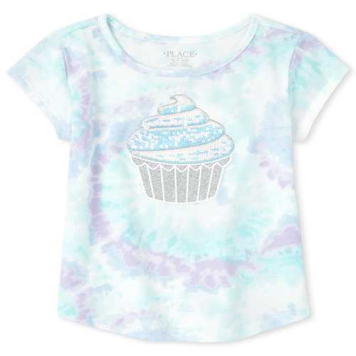

Girls Embellished Cupcake Tie Dye Top - Blue - The Children's Place