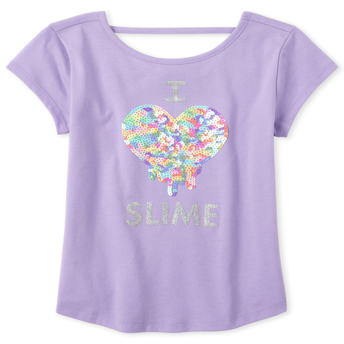 

Girls Embellished Slime Cut Out Top - Purple - The Children's Place