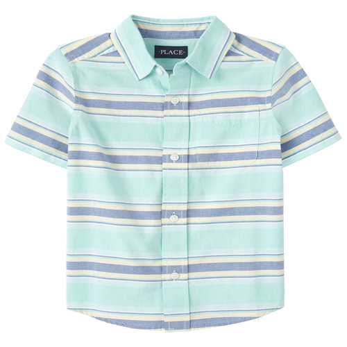 

s Boys Striped Oxford Matching Button Down Shirt - Green - The Children's Place