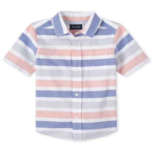 

Boys Boys Striped Oxford Matching Button Down Shirt - Orange - The Children's Place