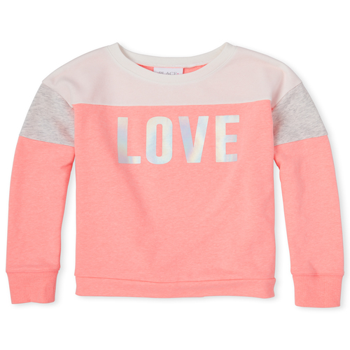 

Girls Colorblock French Terry Sweatshirt - Pink - The Children's Place