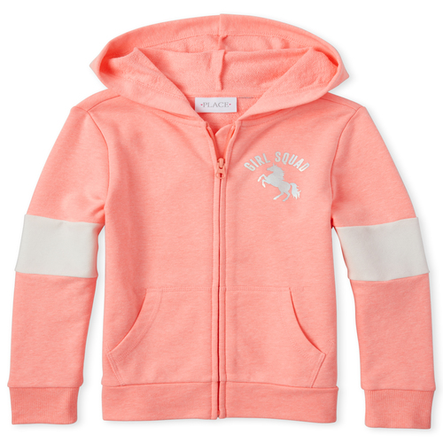 

Girls Colorblock French Terry Zip Up Hoodie - Pink - The Children's Place