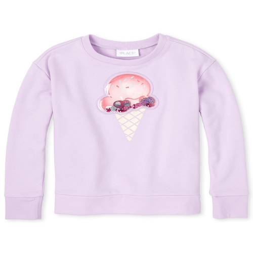 

Girls Shakey French Terry Sweatshirt - Purple - The Children's Place