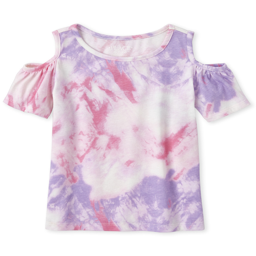 

Girls Mix And Match Print Cold Shoulder Top - Purple - The Children's Place