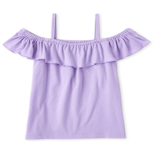 

Girls Mix And Match Ruffle Off Shoulder Top - Purple - The Children's Place