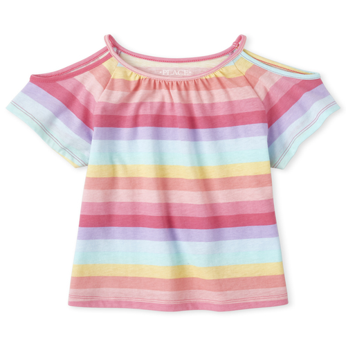 

Girls Mix And Match Print Cold Shoulder Top - Orange - The Children's Place