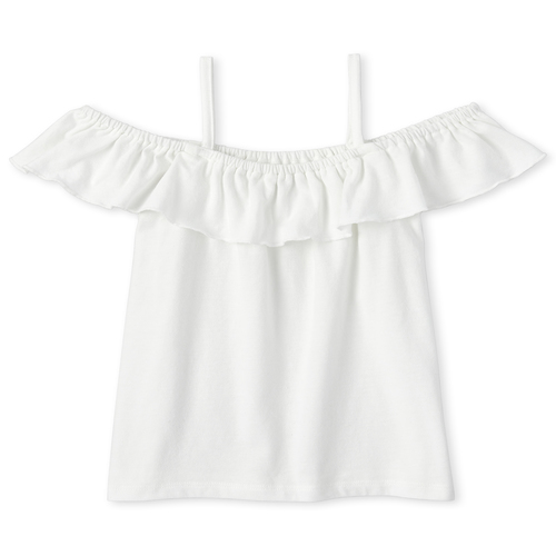

Girls Mix And Match Ruffle Off Shoulder Top - White - The Children's Place