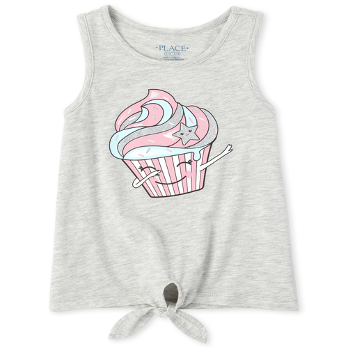

Girls Mix And Match Glitter Tie Front Top - Gray - The Children's Place