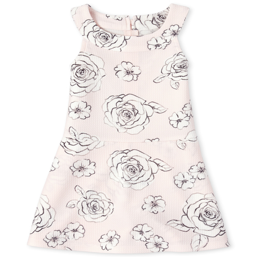 

Girls Floral Stretch Jacquard Romper - Pink - The Children's Place