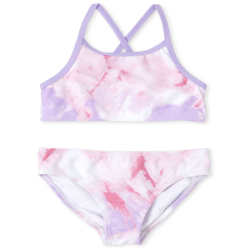 

Girls Tie Dye Cross Back Bikini Swimsuit - Purple - The Children's Place