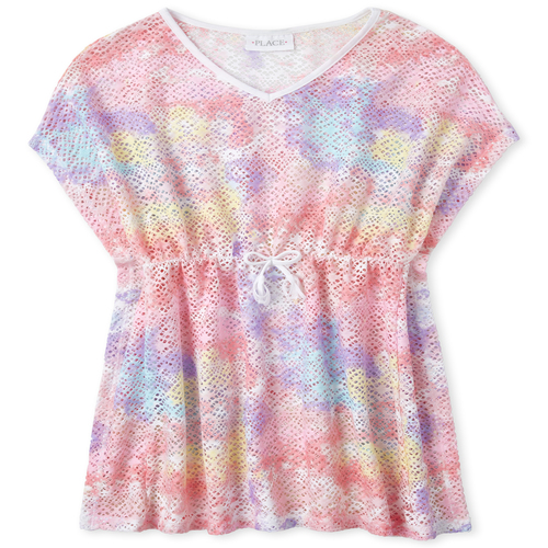 

Girls Tie Dye Lace Cover Up - Purple - The Children's Place