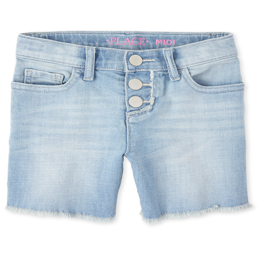 

s Frayed Hem Denim Midi Shorts - The Children's Place