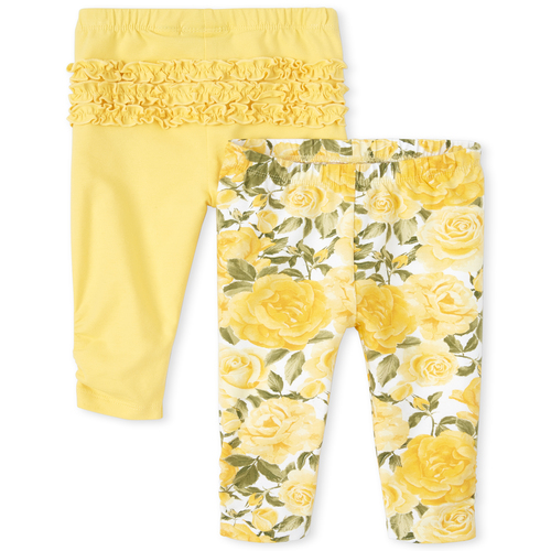 

Newborn Baby Floral Leggings 2-Pack - Yellow - The Children's Place