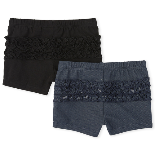 

Newborn Baby Ruffle Shorts 2-Pack - Black - The Children's Place
