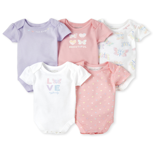 

s Baby Butterfly Graphic Bodysuit 5-Pack - White - The Children's Place