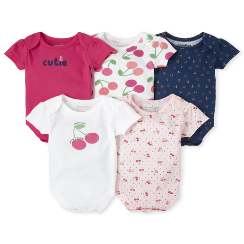 

s Baby Cherry Graphic Bodysuit 5-Pack - Pink - The Children's Place