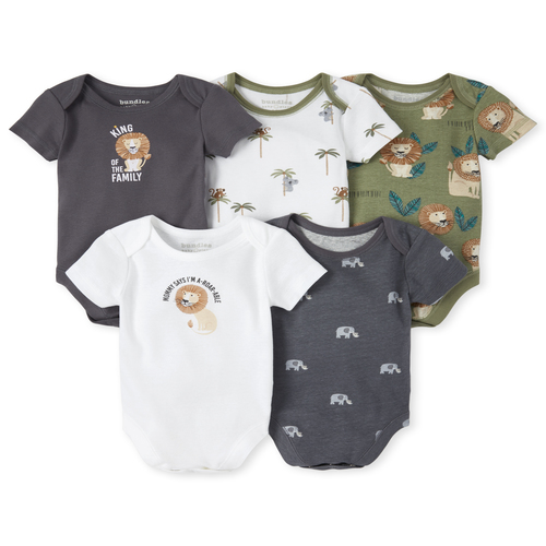 

s Baby Boys Jungle Graphic Bodysuit 5-Pack - White - The Children's Place