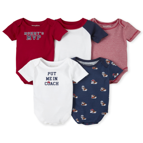 

s Baby Boys Mvp Graphic Bodysuit 5-Pack - Red - The Children's Place