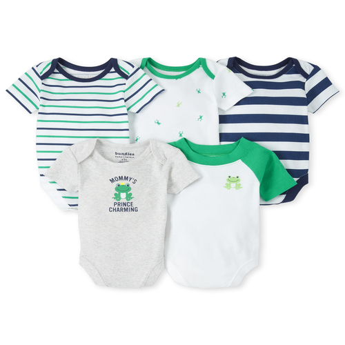 

s Baby Boys Frog Graphic Bodysuit 5-Pack - White - The Children's Place