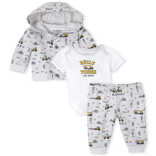

Newborn Baby Boys Construction French Terry 3-Piece Playwear Set - Gray - The Children's Place