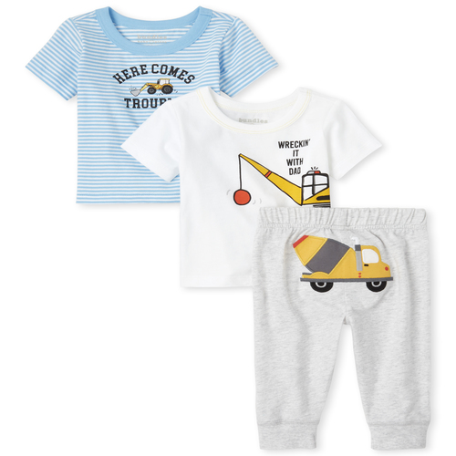 

Newborn Baby Boys Construction Trouble 3-Piece Playwear Set - Gray - The Children's Place