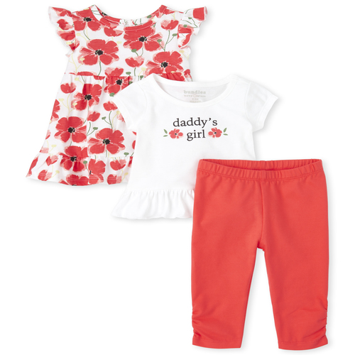 

Newborn Baby Daddy's Girl Floral 3-Piece Playwear Set - White - The Children's Place