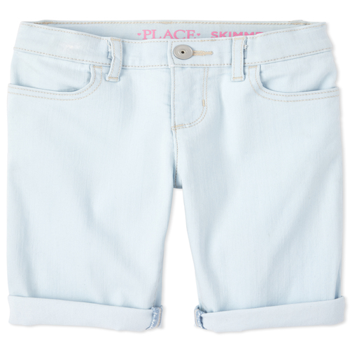 

Girls Roll Cuff Denim Skimmer Shorts - The Children's Place