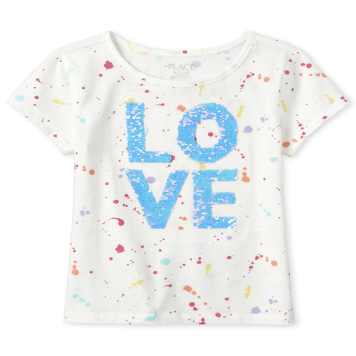 

Girls Flip Sequin Splatter Top - White - The Children's Place