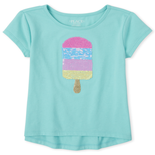 

Girls Flip Sequin High Low Top - Blue - The Children's Place