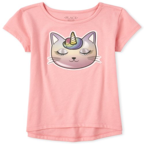 

Girls Lenticular Caticorn Top - Pink - The Children's Place