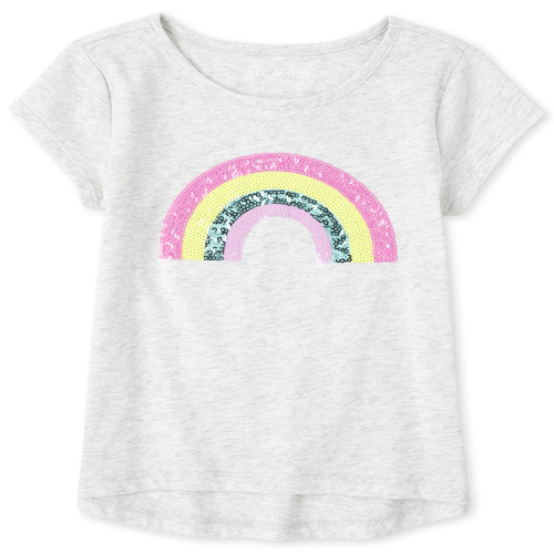 

Girls Sequin Rainbow High Low Top - Gray - The Children's Place