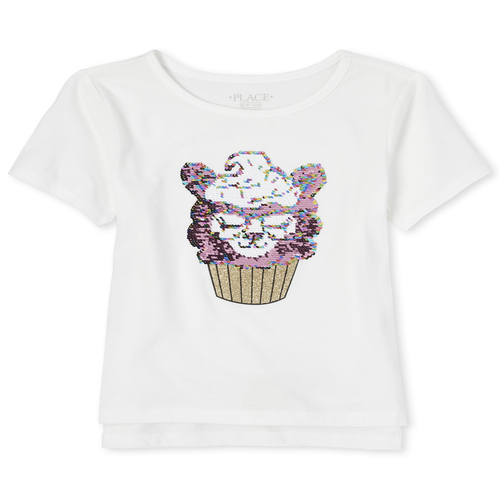 

Girls Flip Sequin High Low Top - White - The Children's Place