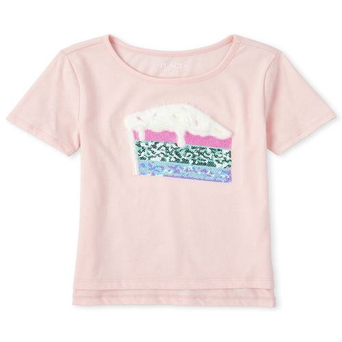 

Girls Embellished Cake High Low Top - Pink - The Children's Place