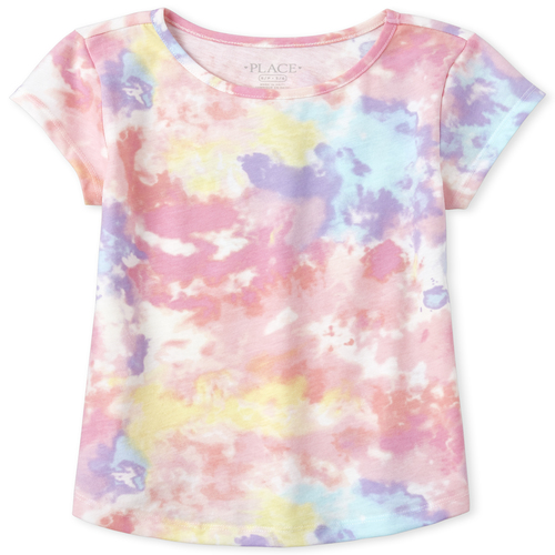 

Girls Tie Dye Basic Layering Tee - Pink T-Shirt - The Children's Place