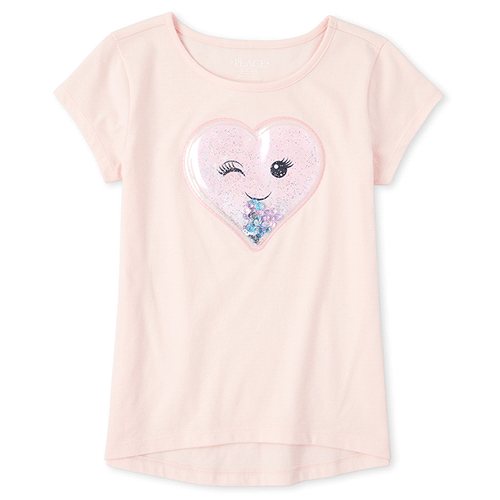 

Girls Shakey Heart High Low Top - Pink - The Children's Place
