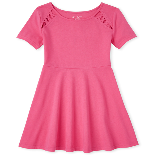 

Girls Cut Out Skater Dress - Pink - The Children's Place