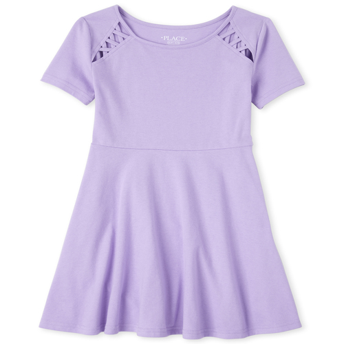 

Girls Criss Cross Skater Dress - Purple - The Children's Place