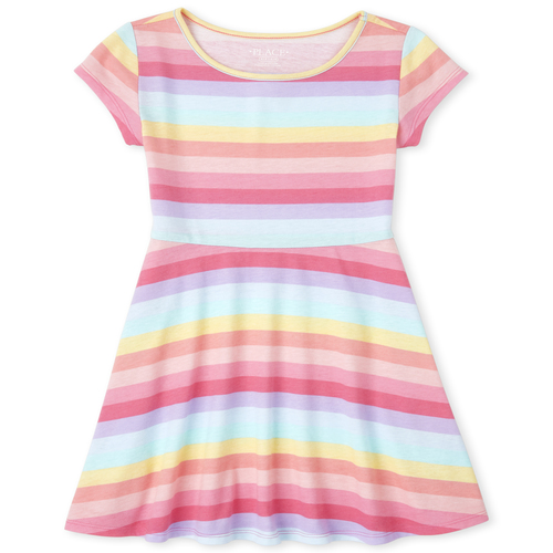 

Girls Print Skater Dress - Orange - The Children's Place