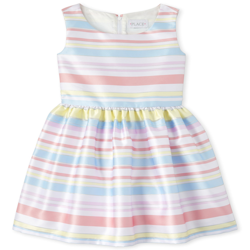 

Girls Striped Matching Fit And Flare Dress - Purple - The Children's Place