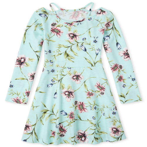 

Girls Cut Out Skater Dress - Green - The Children's Place