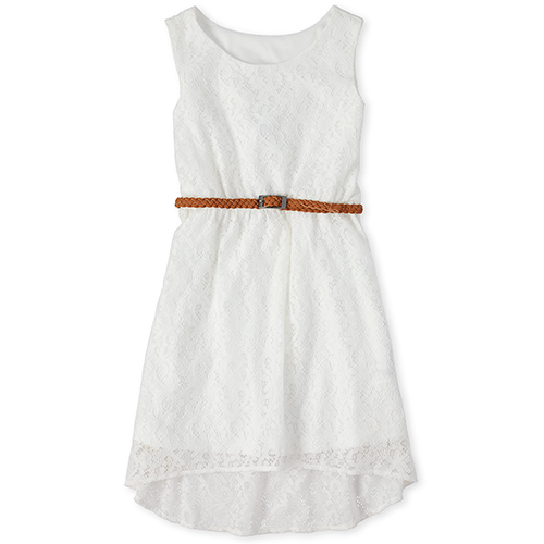 

Girls Lace High Low Dress - White - The Children's Place