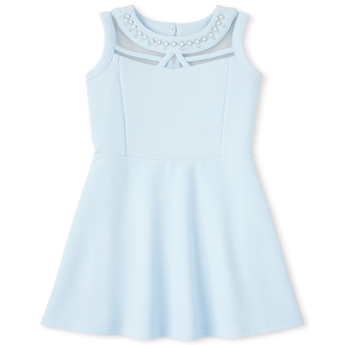 

Girls Jeweled Stretch Jacquard Dress - Blue - The Children's Place