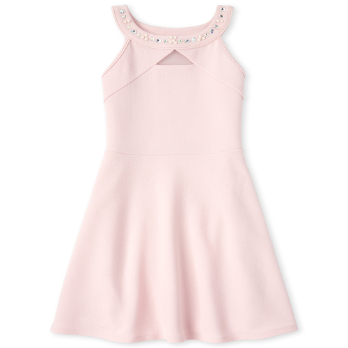 

Girls Jeweled Jacquard Dress - Pink - The Children's Place