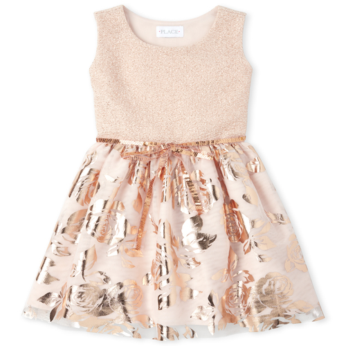 

Girls Foil Jacquard Matching Tutu Dress - Pink - The Children's Place