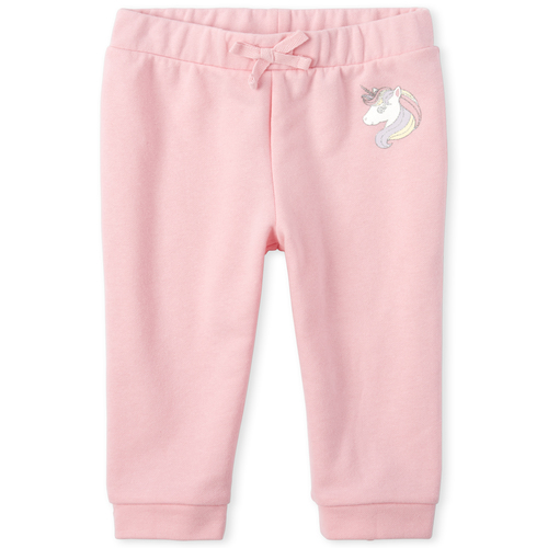 

Baby Girls Baby And Toddler Glitter French Terry Jogger Pants - Pink - The Children's Place
